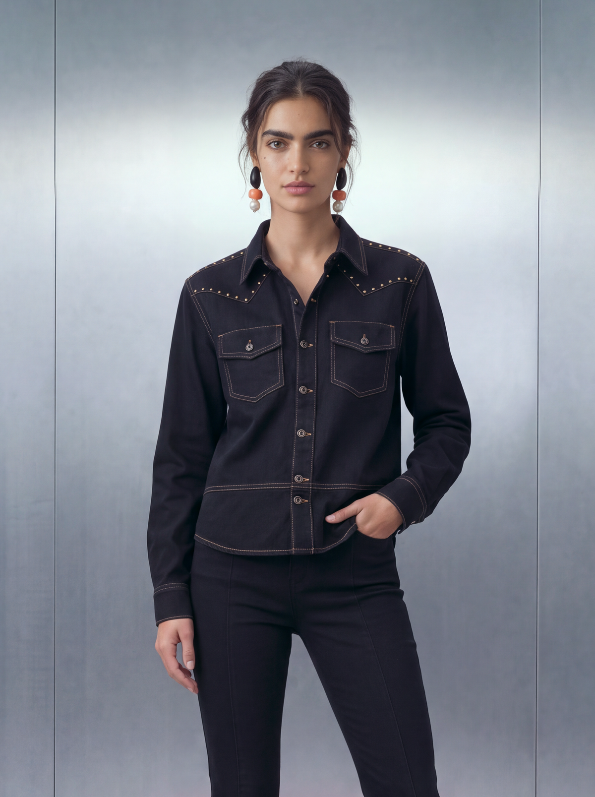 March Cowboy Shacket – Black Dyed