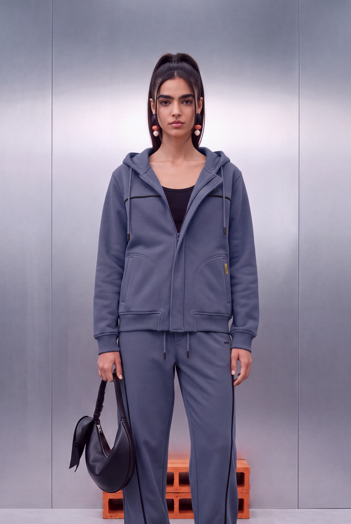 Jackie – Marine Blue Hoodie Jacket