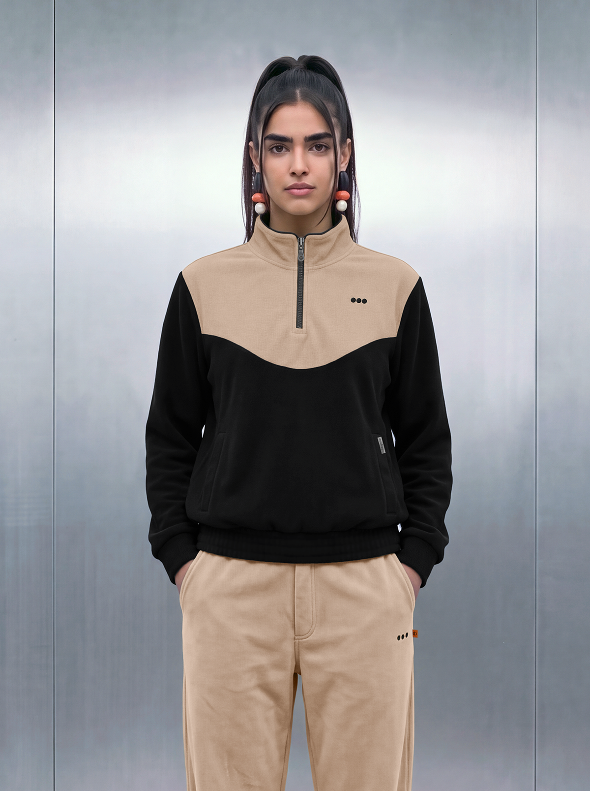 Merino Quarter Zipper – Fox Beige