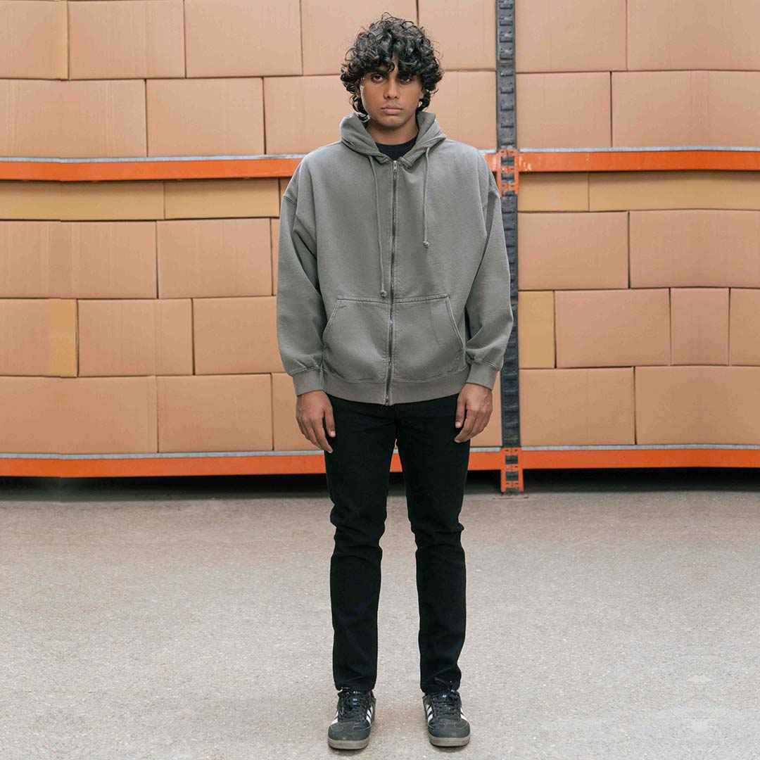 Vintage Grey Zipper Hoodie