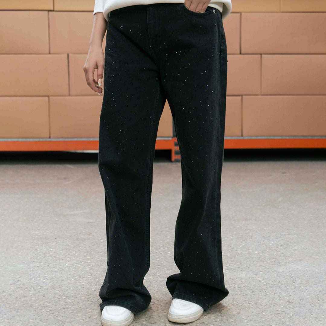 Black Studded Baggy Jeans