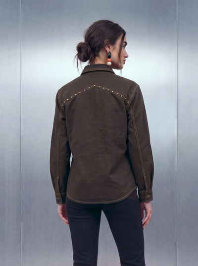 March Cowboy Shacket – Brown Dyed