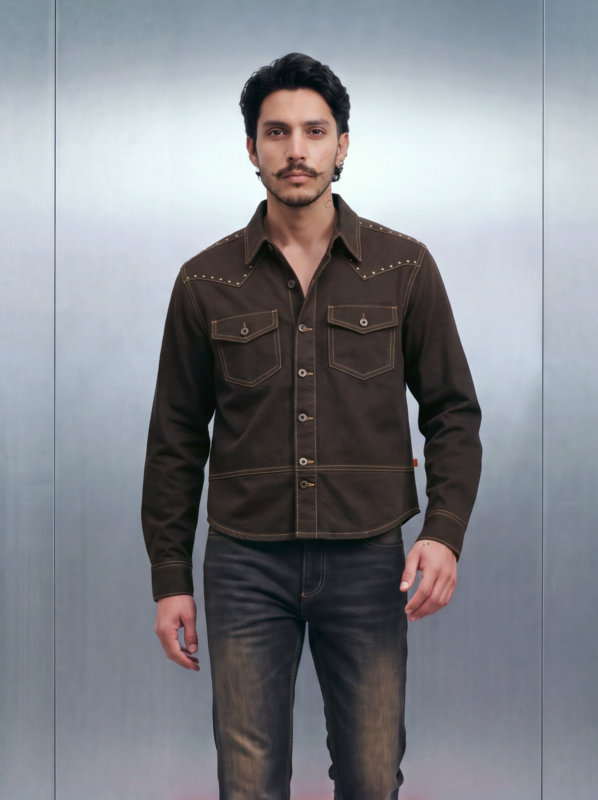 March Cowboy Shacket – Brown Dyed