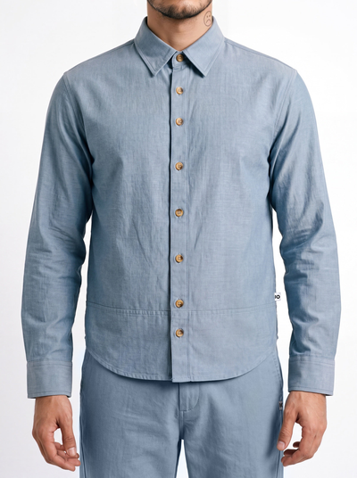March Fit – Uni Crop Full Sleeves Shirt – Blue Polo