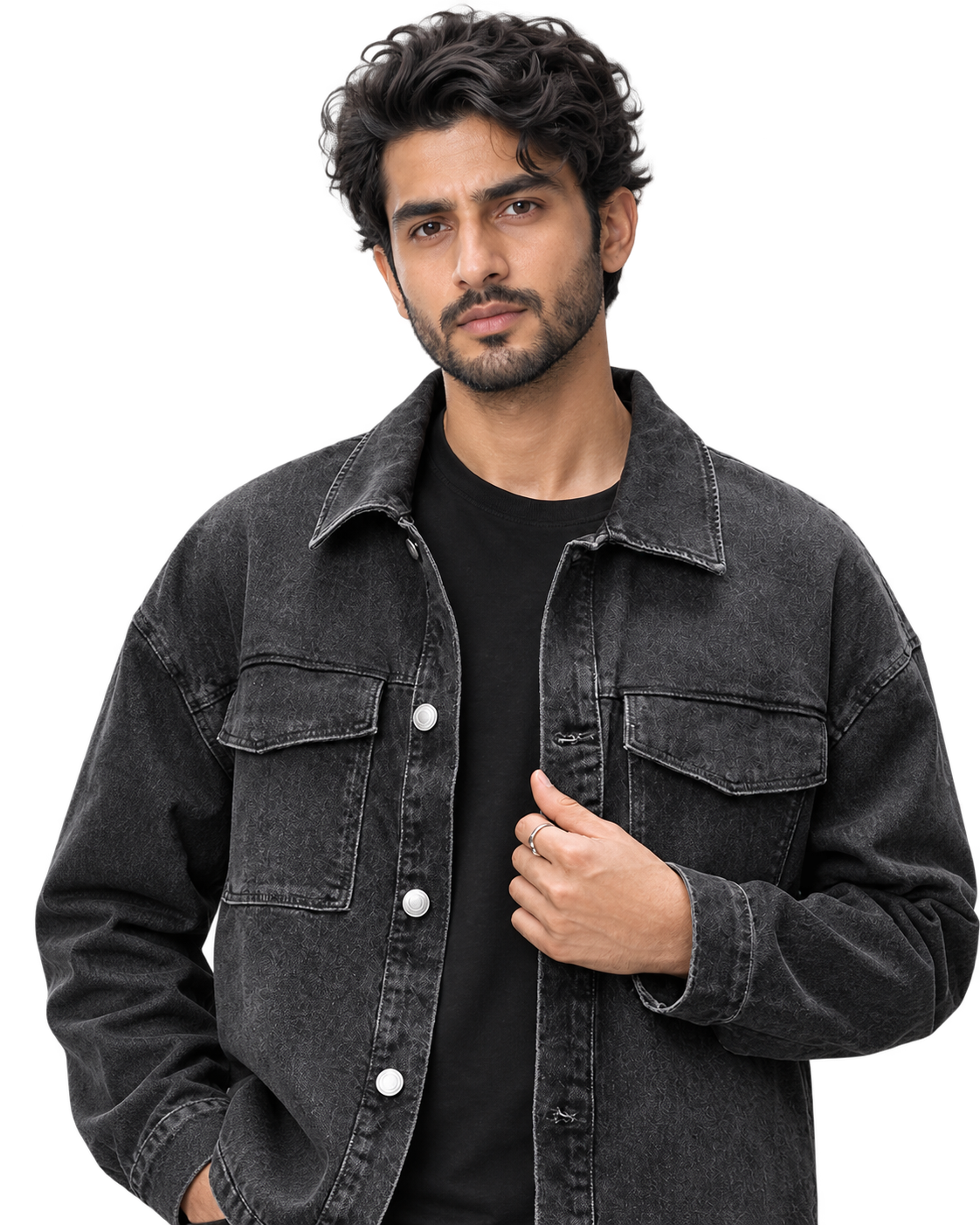 Oversized Charcoal Denim Shacket
