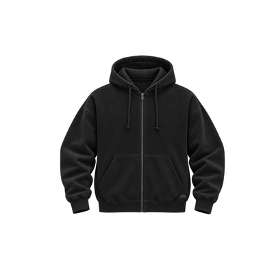 Women's Vintage Black Zipper Hoodie
