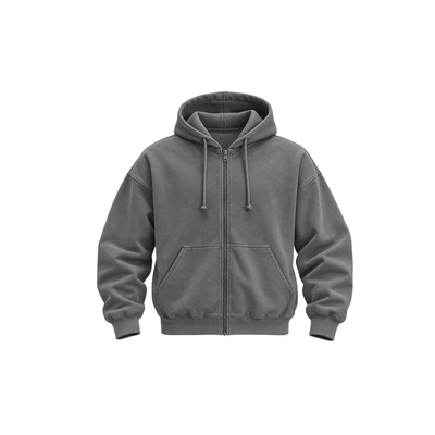Vintage Grey Zipper Hoodie