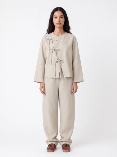 Relaxed Trousers – Horseshoe Fit –  Beige Linen