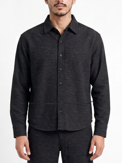 March Fit – Uni Crop Full Sleeves Shirt – Black Linen