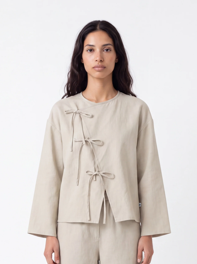 Cape Shirt – Dia Fit –  Beige Linen
