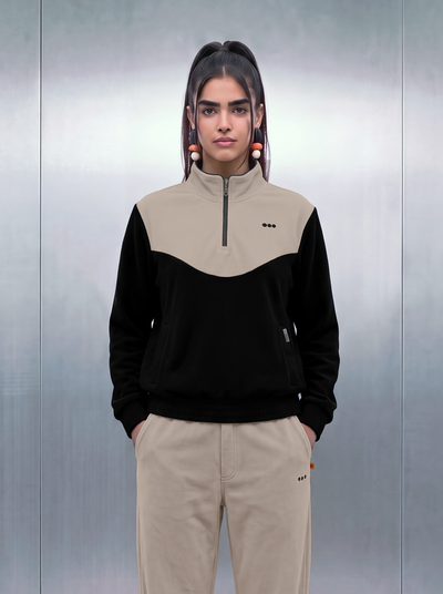Merino Quarter Zipper – Caviar Cream