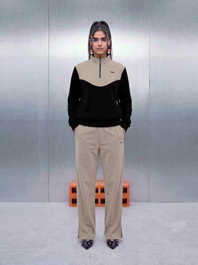 Merino Quarter Zipper – Caviar Cream