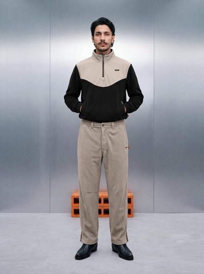Merino Quarter Zipper – Caviar Cream