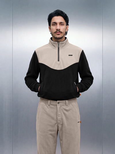 Merino Quarter Zipper – Caviar Cream