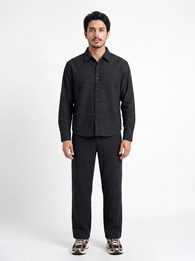 March Fit – Uni Crop Full Sleeves Shirt – Black Linen