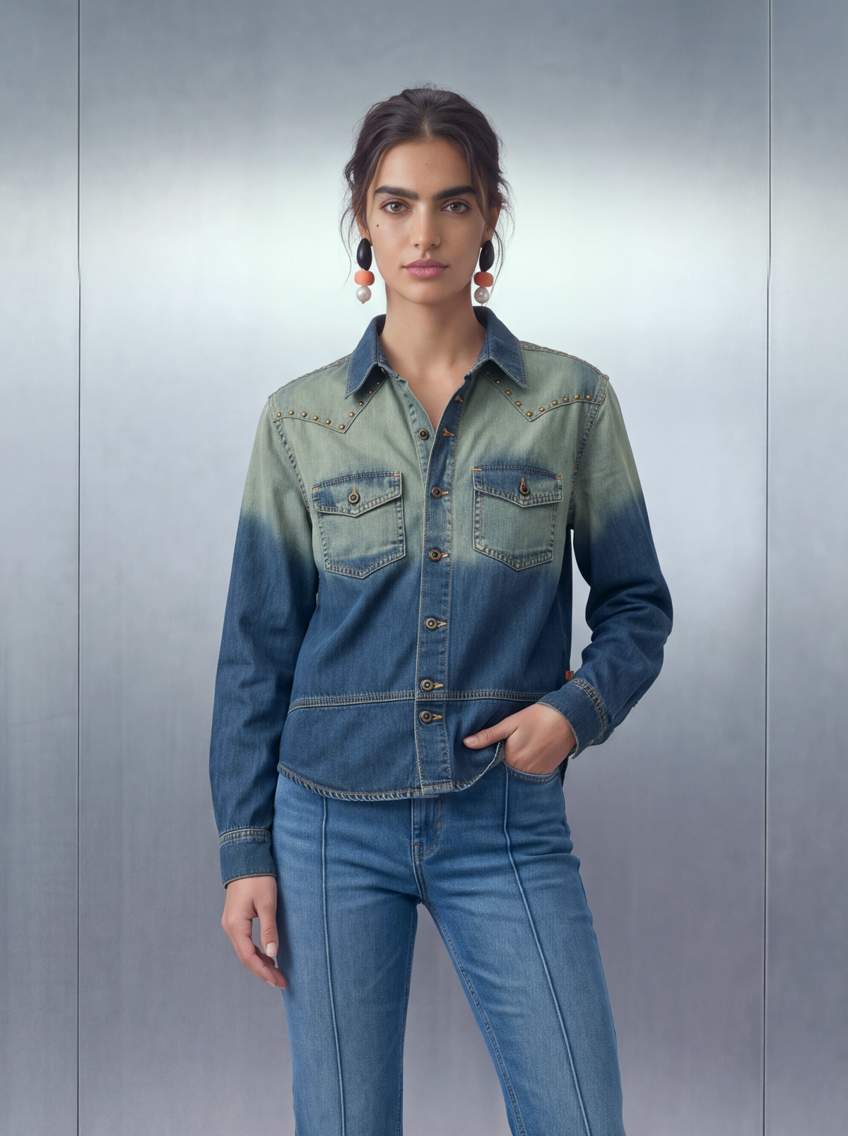 March Cowboy Shacket – Vintage Ombre