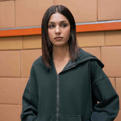 Women's Vintage Black Zipper Hoodie
