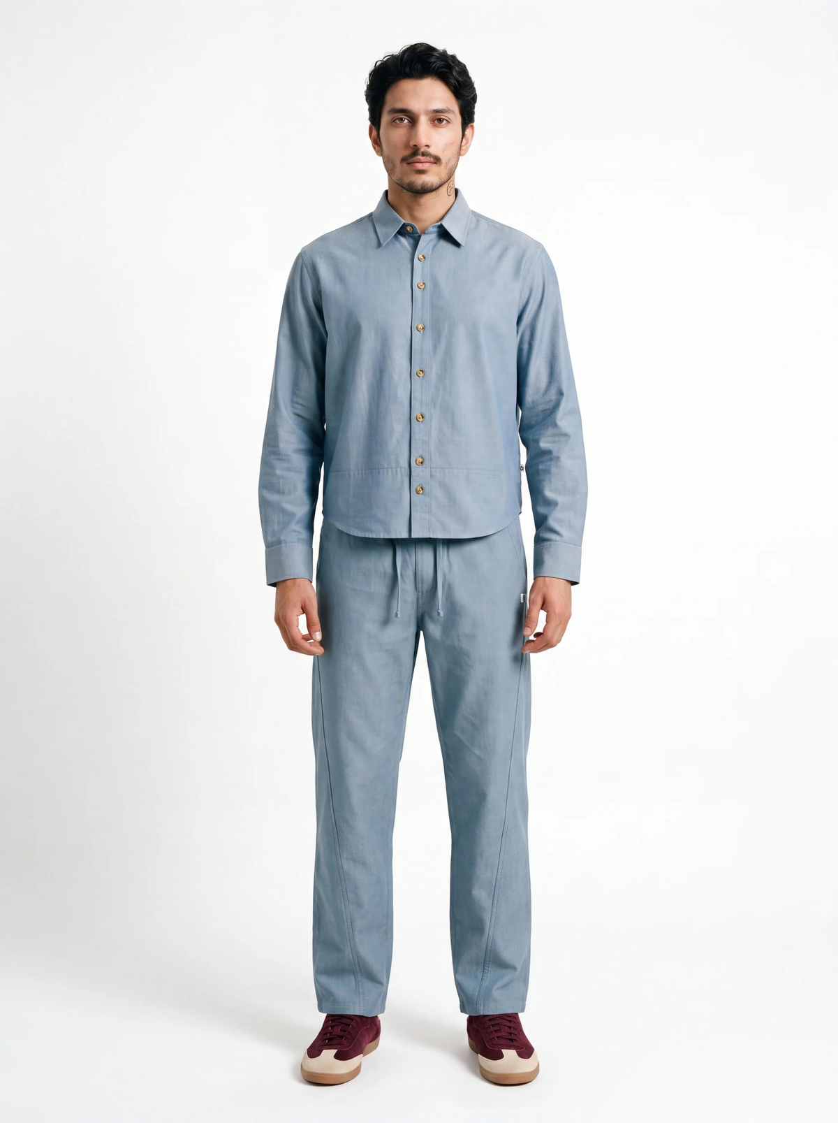 March Fit – Uni Crop Full Sleeves Shirt – Blue Polo