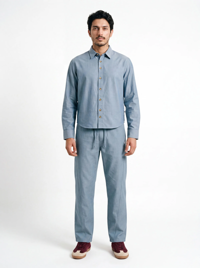 March Fit – Uni Crop Full Sleeves Shirt – Blue Polo